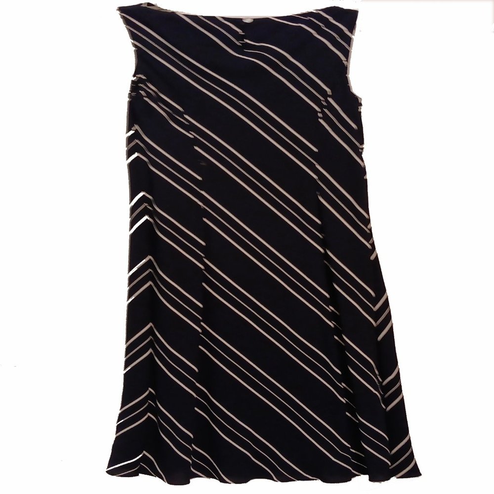 Ralph Lauren 100 % Silk Sleeveless Dress Black and White Size 10